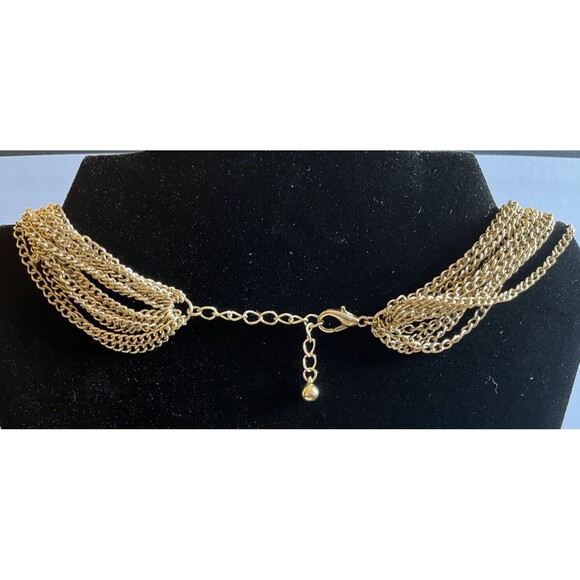 Multi Strand Gold Tone 3 Knots Chain Necklace 21" - Picture 6 of 6